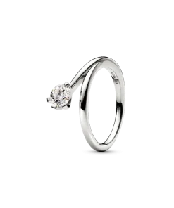 Pandora Nova 14k White Gold Lab-grown Diamond Asymmetric Ring