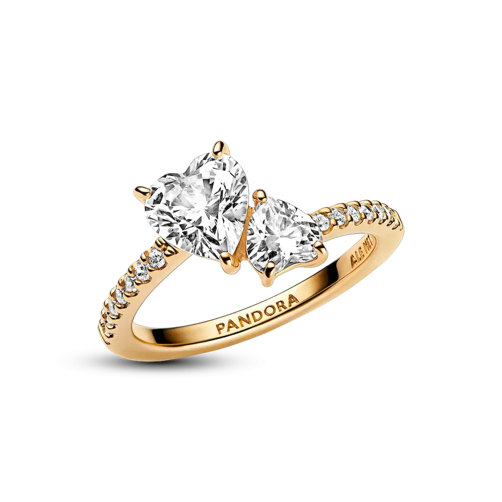 Double Heart Sparkling Ring - Image 4