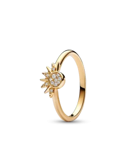 Alternative view of Celestial Sparkling Sun and Moon Ring Set