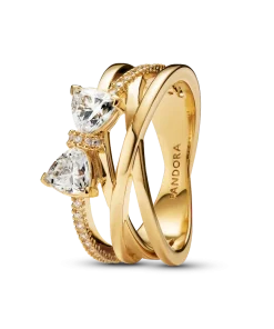 Sparkling Bow & Crossover Band Ring