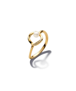 Organically Shaped Pavé Circle & Treated Freshwater Cultured Pearl Ring