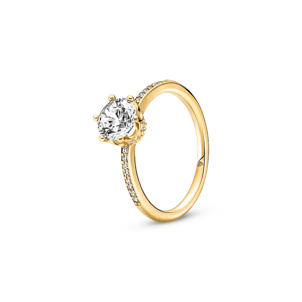 Clear Sparkling Crown Solitaire Ring
