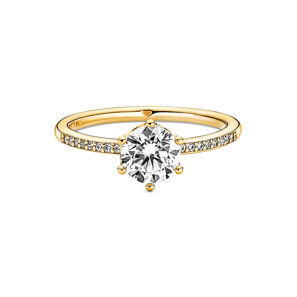 Clear Sparkling Crown Solitaire Ring - Image 3