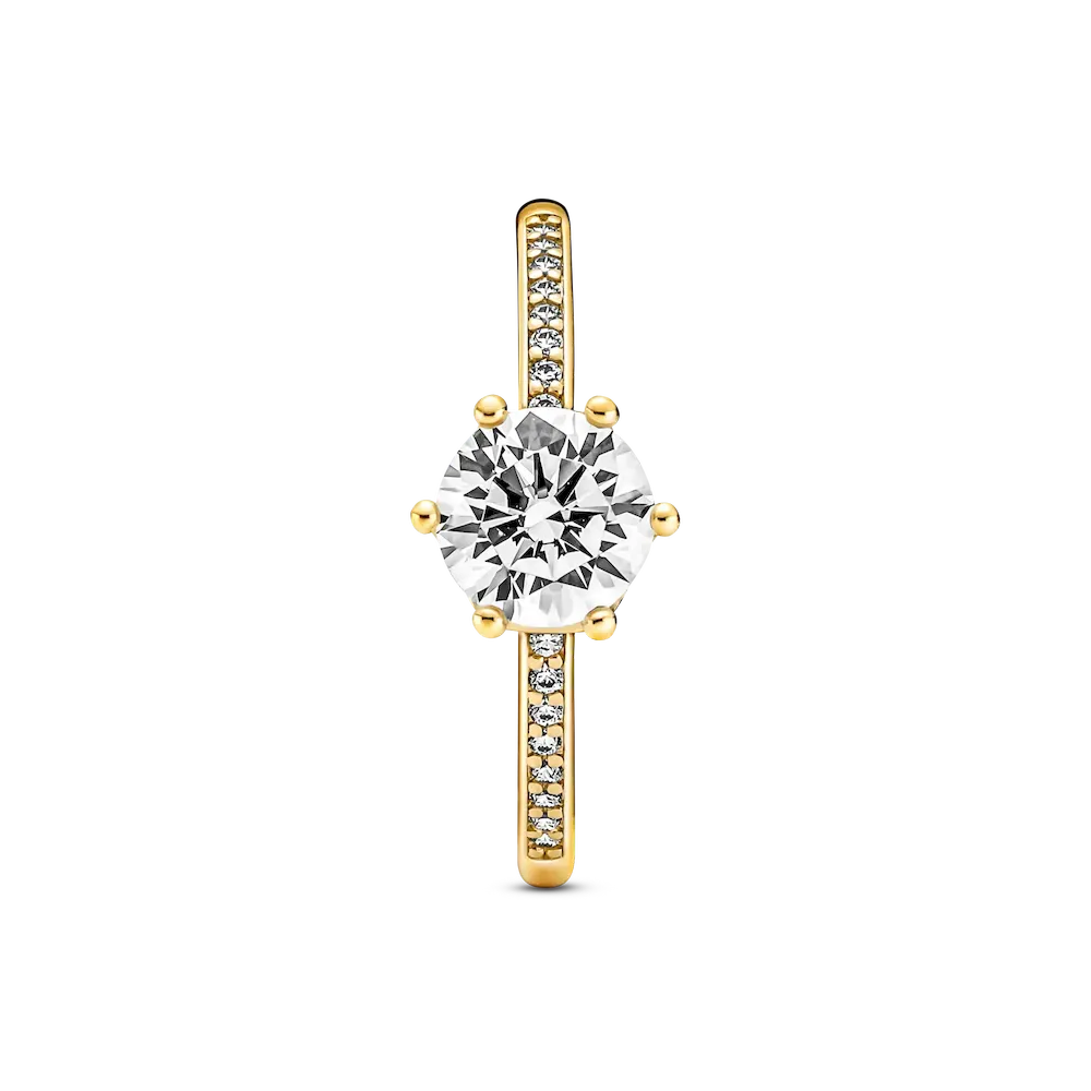 Clear Sparkling Crown Solitaire Ring - Image 2