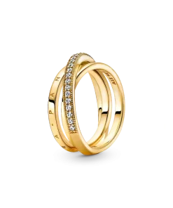 Crossover Pavé Triple Band Ring