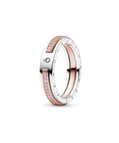 Pandora Signature Two-tone Logo & Pavé Ring