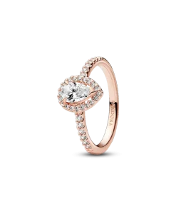 Sparkling Pear Halo Ring