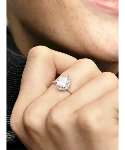 Alternative view of Sparkling Teardrop Halo Ring