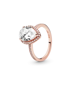 Sparkling Teardrop Halo Ring