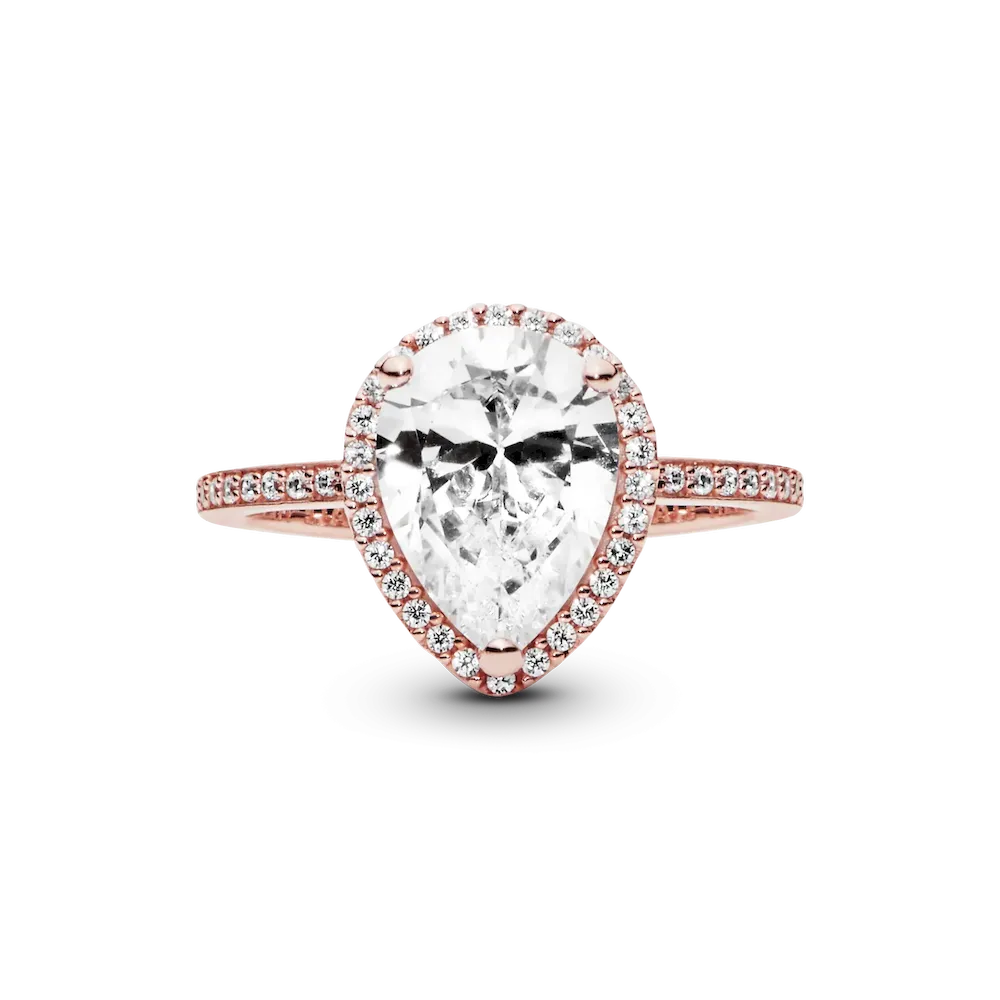 Sparkling Teardrop Halo Ring - Image 4