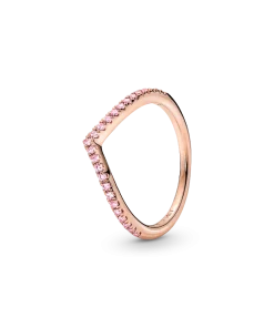 Alternative view of Sparkling Pink Heart Wishbone Ring Set