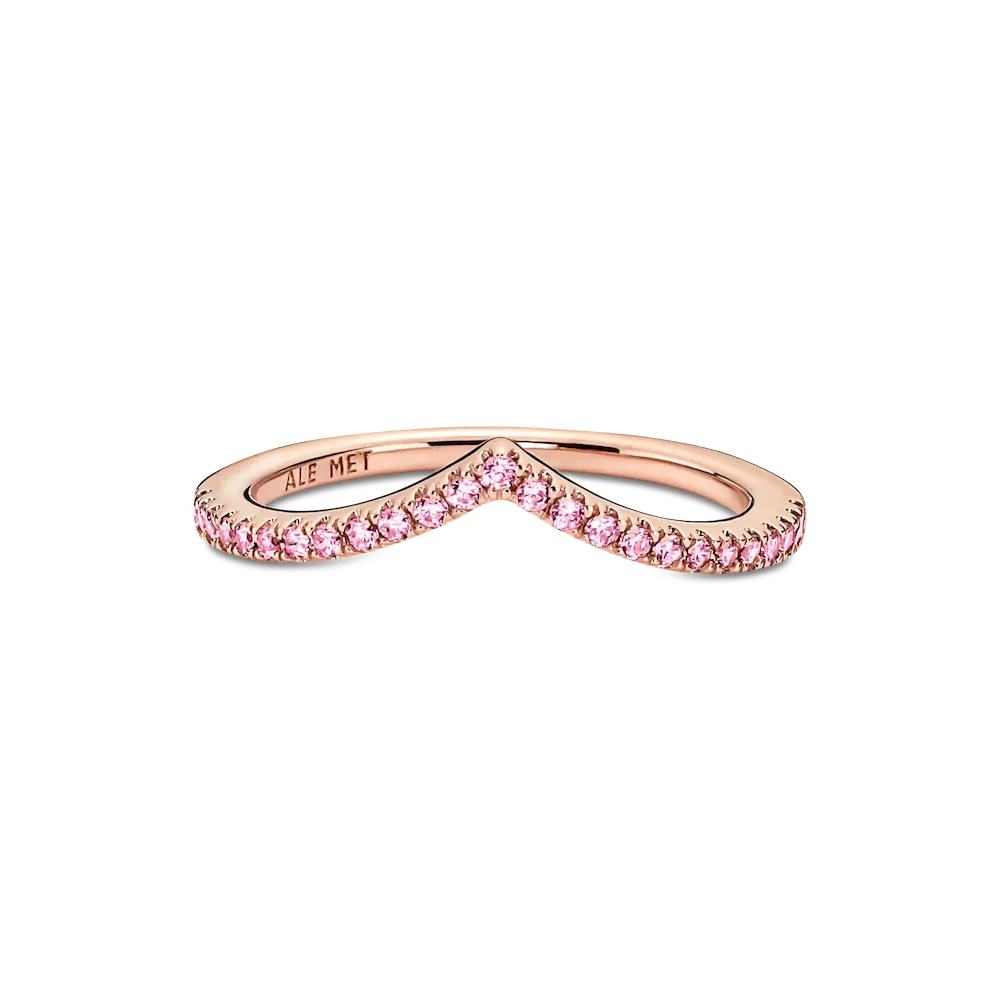 Sparkling Pink Heart Wishbone Ring Set - Image 4