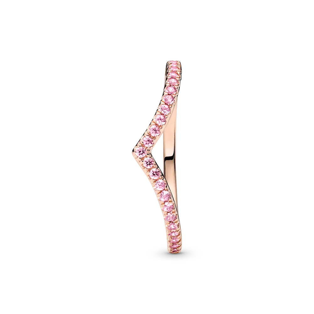 Sparkling Pink Heart Wishbone Ring Set - Image 6