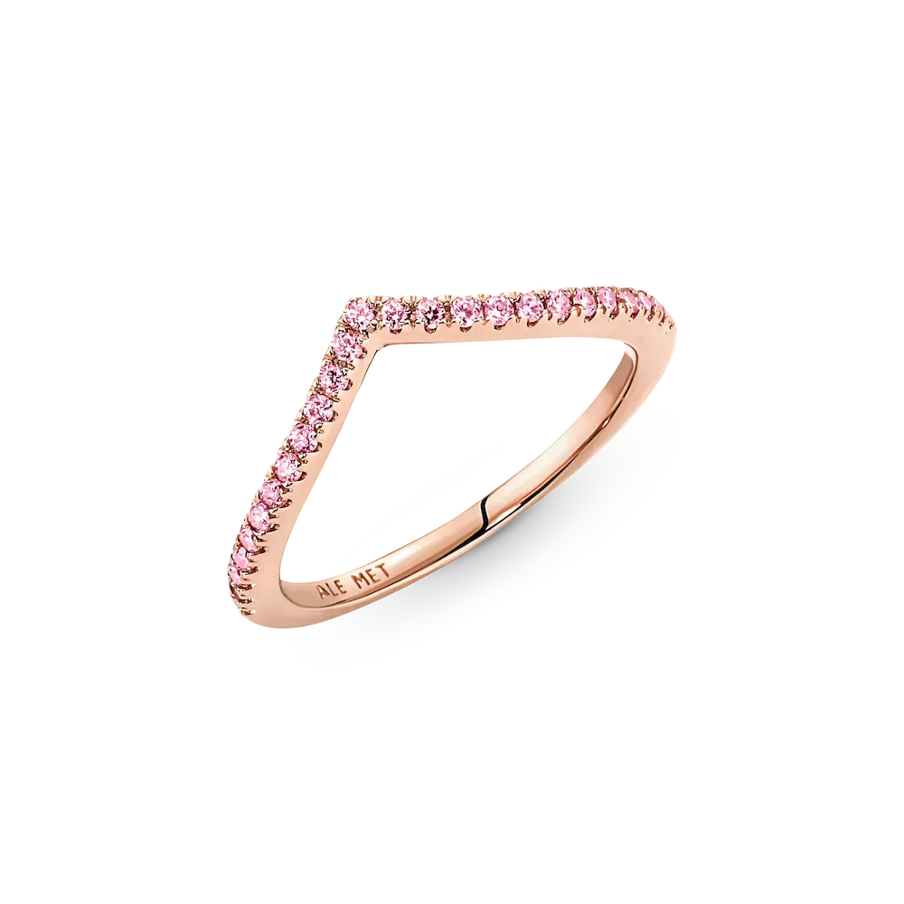 Sparkling Pink Heart Wishbone Ring Set - Image 5