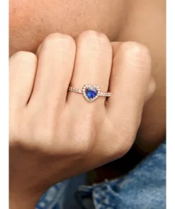Alternative view of Sparkling Blue Elevated Heart Ring