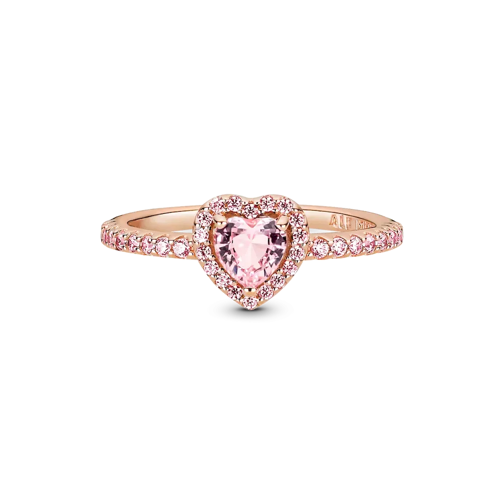 Sparkling Pink Heart Wishbone Ring Set - Image 12