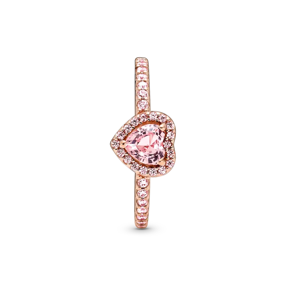 Sparkling Pink Heart Wishbone Ring Set - Image 11