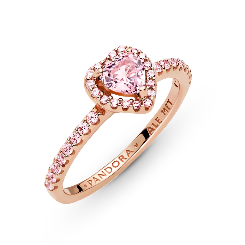 Sparkling Pink Heart Wishbone Ring Set - Image 10