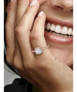 Alternative view of Square Sparkle Halo Ring