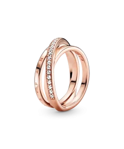 Crossover Pavé Triple Band Ring