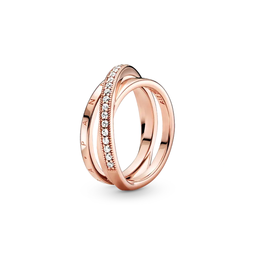 Crossover Pavé Triple Band Ring