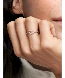 Alternative view of Sparkling Wishbone Heart Ring