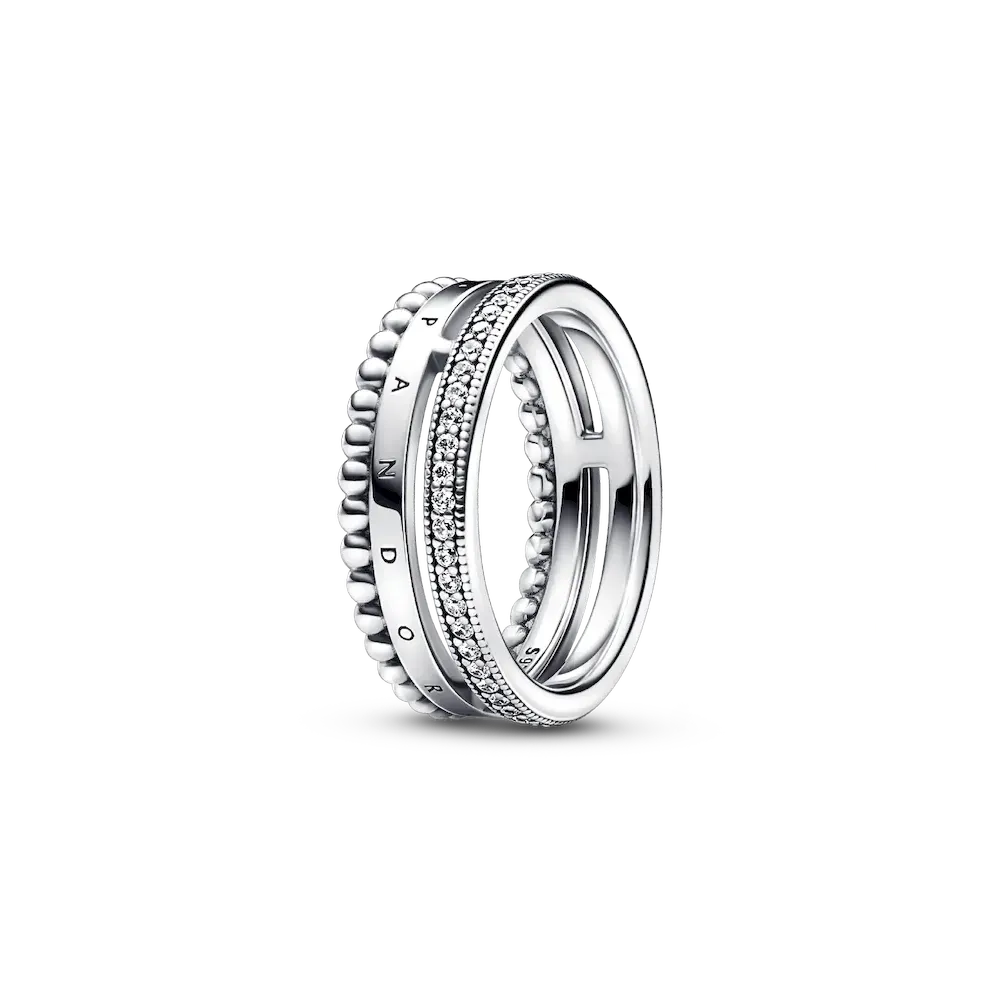 Pandora Signature Logo Pavé & Beads Ring