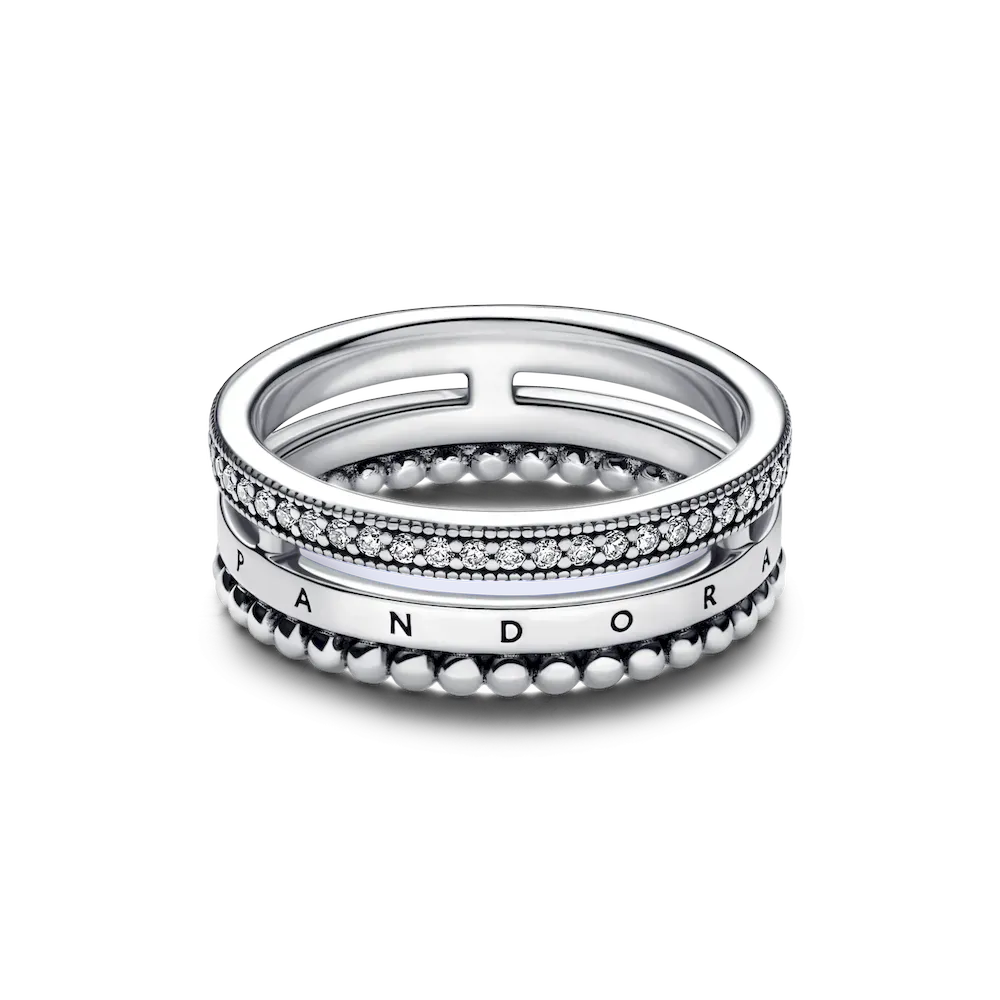 Pandora Signature Logo Pavé & Beads Ring - Image 5