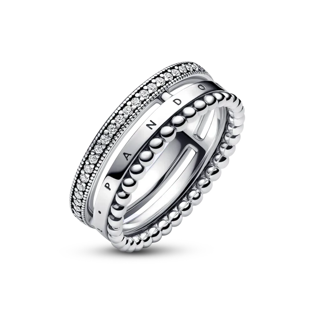 Pandora Signature Logo Pavé & Beads Ring - Image 4