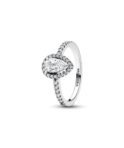 Sparkling Pear Halo Ring