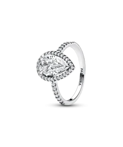 Sparkling Pear Halo Ring