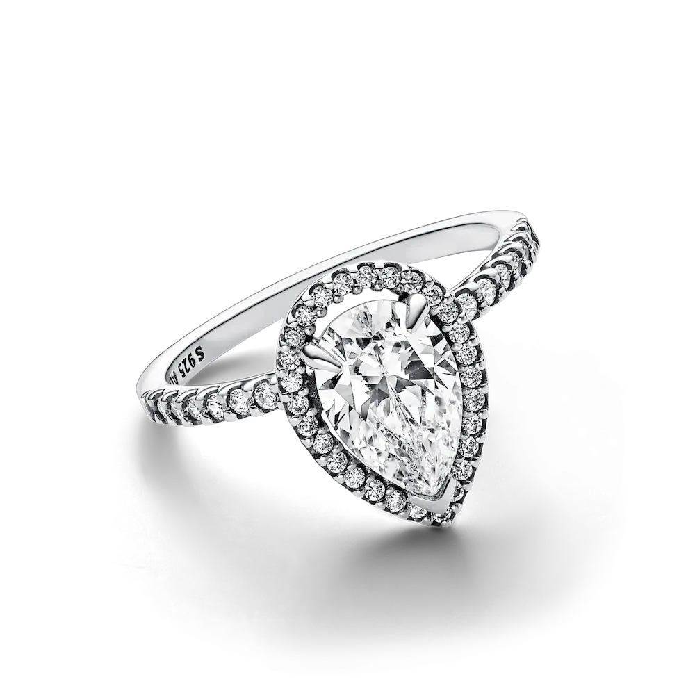Sparkling Pear Halo Ring - Image 4