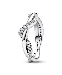 Sparkling Intertwined Wave Ring