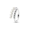 Treated Freshwater Cultured Pearls & Pavé Open Ring