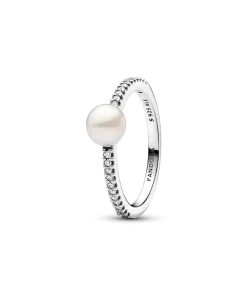 Treated Freshwater Cultured Pearl & Pavé Ring