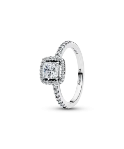 Sparkling Square Halo Ring