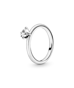 Clear Heart Solitaire Ring