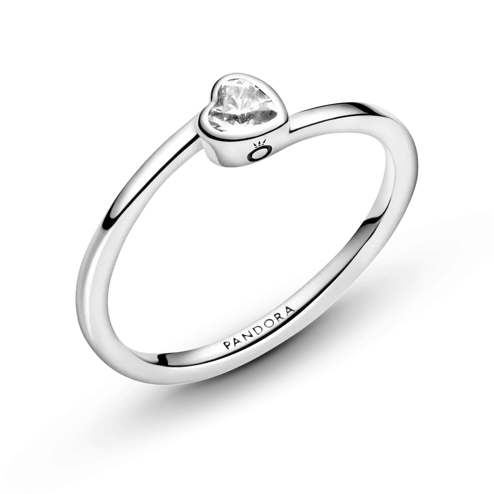 Clear Tilted Heart Solitaire Ring - Image 4