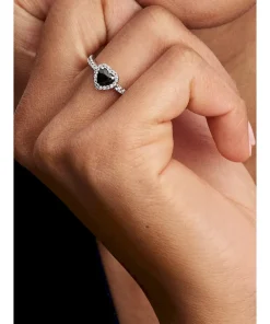 Alternative view of Elevated Black Heart Ring