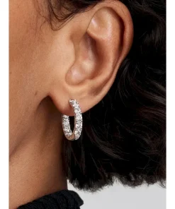 Alternative view of Sparkling Row Eternity Hoop Earrings