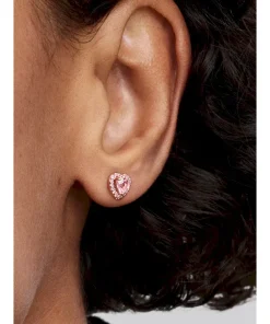 Alternative view of Pink Elevated Heart Stud Earrings