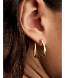 Alternative view of Twisted Triangle Large Hoop Earrings