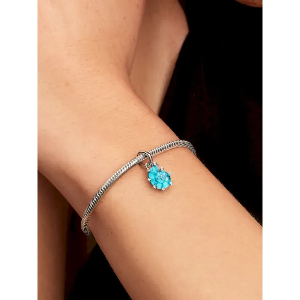 Blue Murano Glass Sea Snail Dangle Charm - Image 2