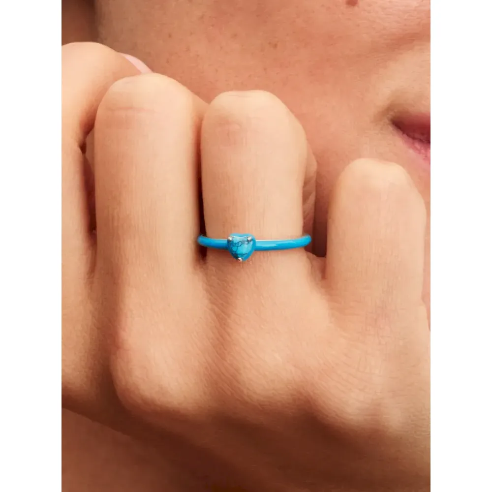 Turquoise-colored Heart Stone Ring - Image 2