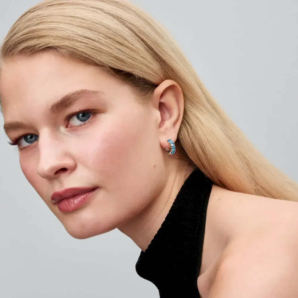 Light Blue Hoop Earrings - Image 3