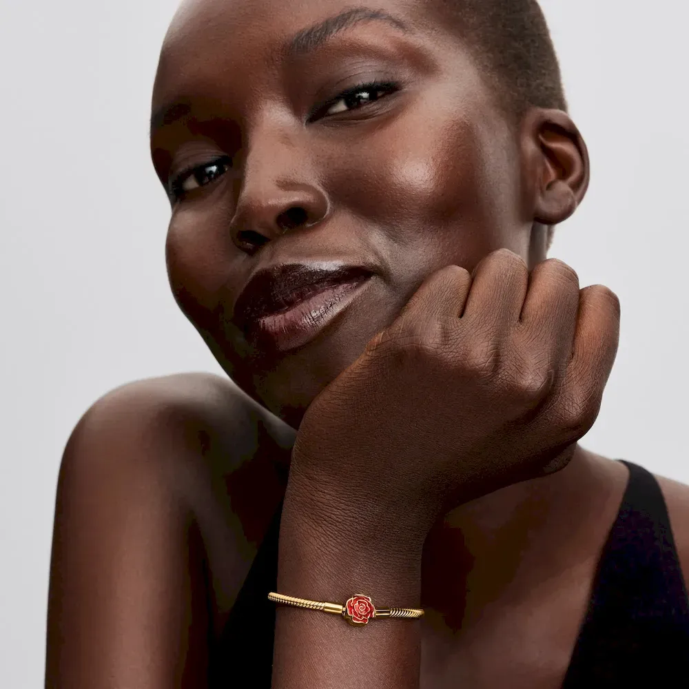 Disney Beauty and the Beast Enchanted Rose Snake Chain Bracelet - Image 5