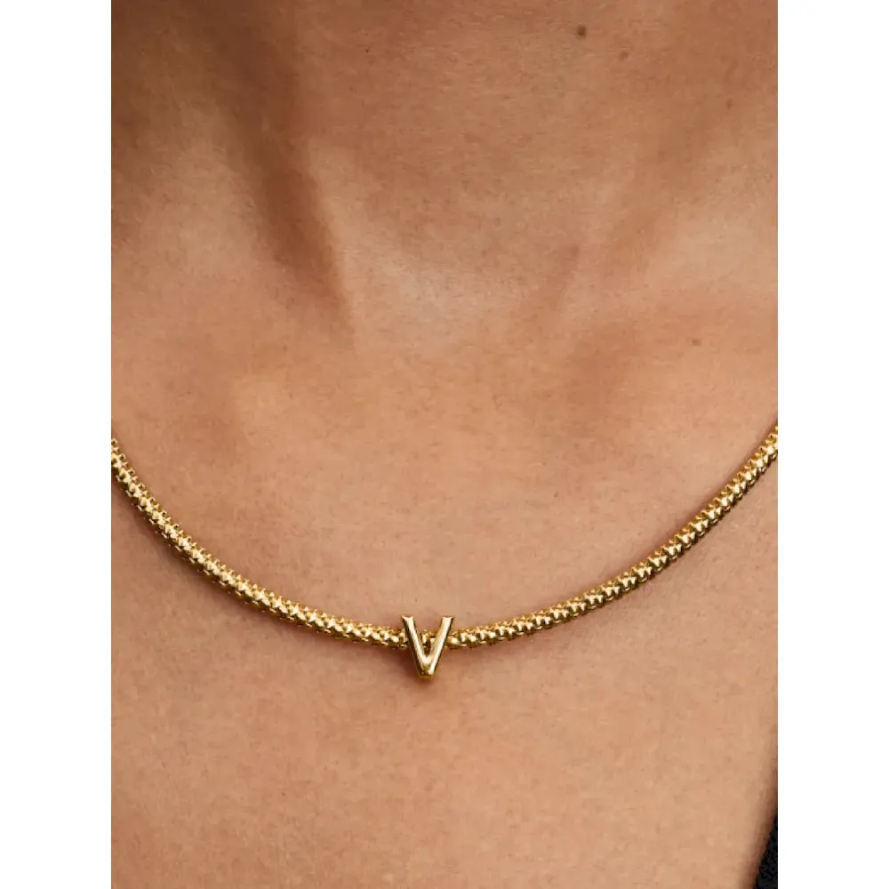 Letter V Charm Necklace - Image 9