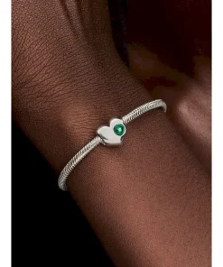 Alternative view of Engravable Green Stone Heart Charm