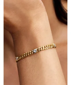 Alternative view of Heart Cuban Chain Bracelet