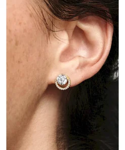 Alternative view of Sparkling Round Halo Stud Earrings